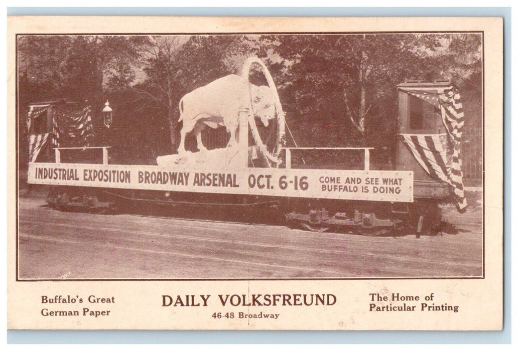c1910 Industrial Exposition Buffalo Float Parade Volksfreund Newspaper Postcard