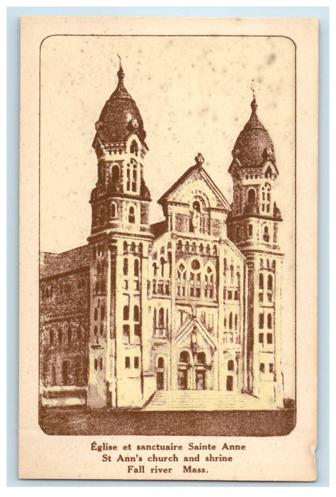 c1910 HTL St. Ann's Church Shrine Fall River Massachusetts MA Unposted Postcard