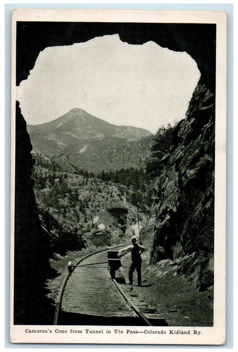 c1910's Cameron's Cone From Tunnel Ute Pass Colorado Midland Railway CO Postcard