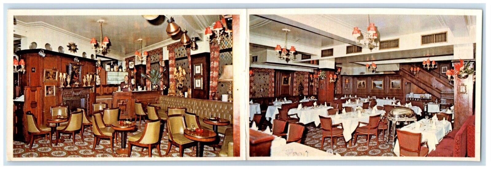 1982 Fold Out Panorama The Ivy Restaurant London England Interior Postcard