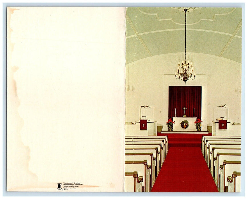 1968 First Parish Church Interior Christmas Berlin Massachusetts MA Postcard