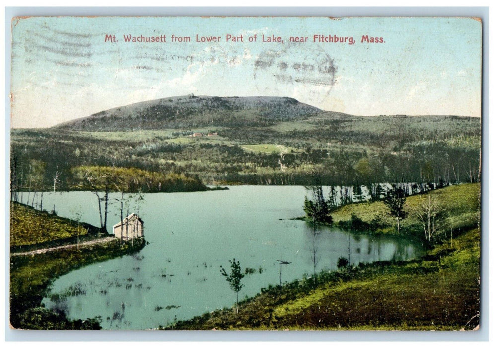 1909 Mt. Wachusett From Lower Part of Lake Near Fitchburg MA Postcard