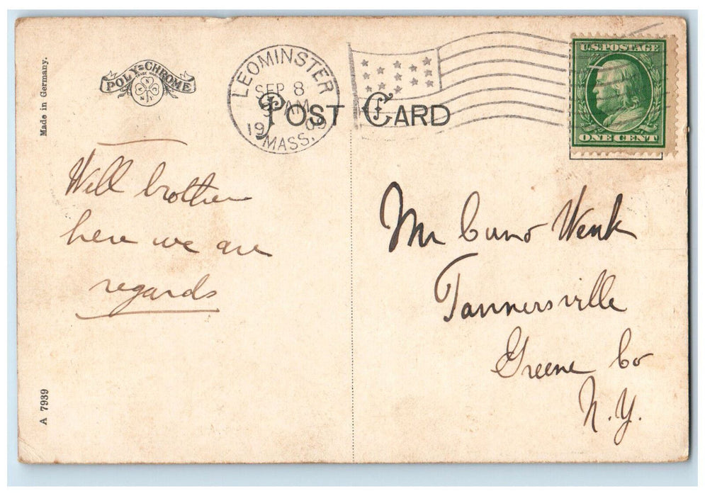 1909 Mt. Wachusett From Lower Part of Lake Near Fitchburg MA Postcard