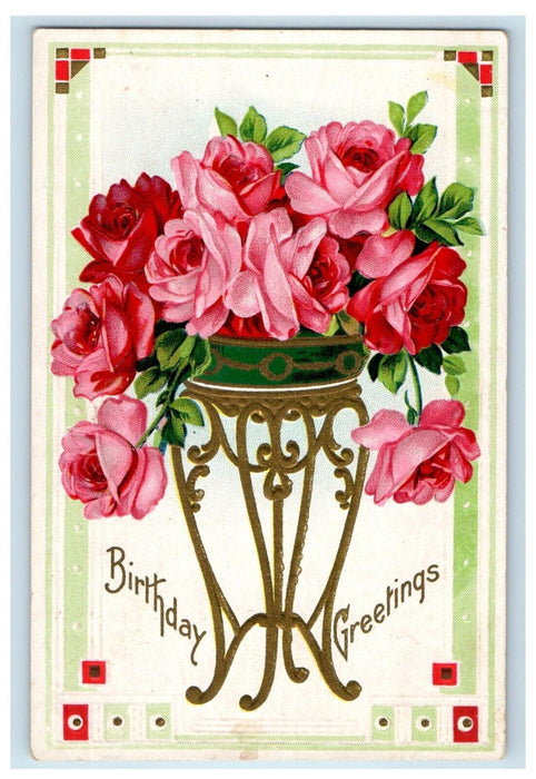 c1910 Toyland Advertising Toy Shop Buffalo New York NY Birthday Roses Postcard