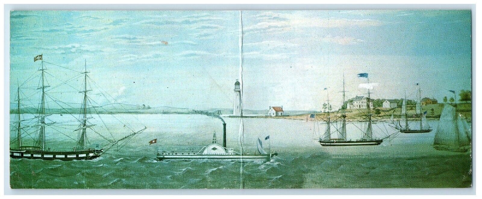 c1950's Whaling Museum New Bedford Massachusetts MA Steamer Panorama Postcard