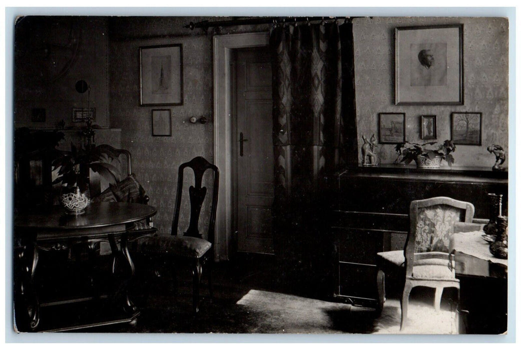 1902 Home Interior Desk Drawing Room Furnishings Posted RPPC Photo Postcard