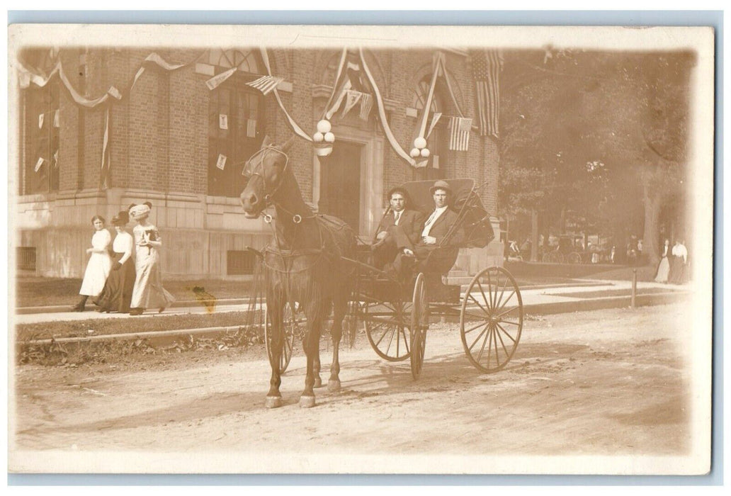 c1910 Civil War Parade GAR Comrade Horse Wagon Patriotic RPPC Photo Postcard