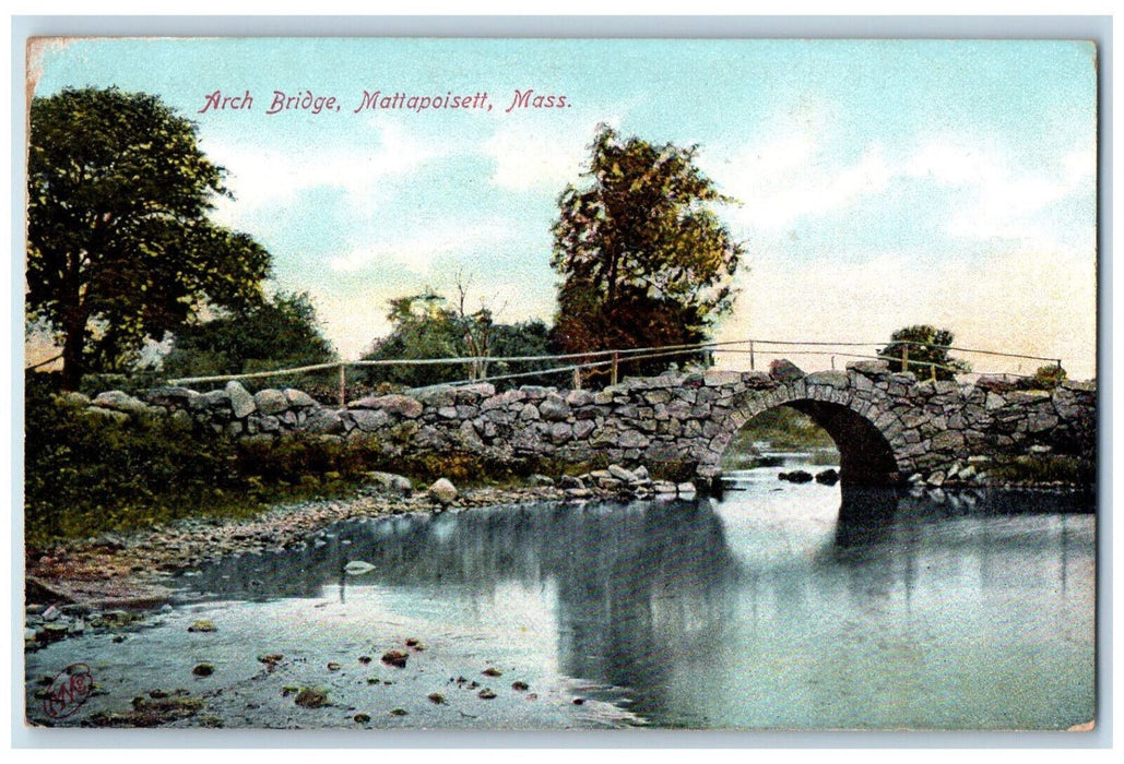 c1910 Arch Bridge, River, Mattapoisett Massachusetts MA Antique Postcard
