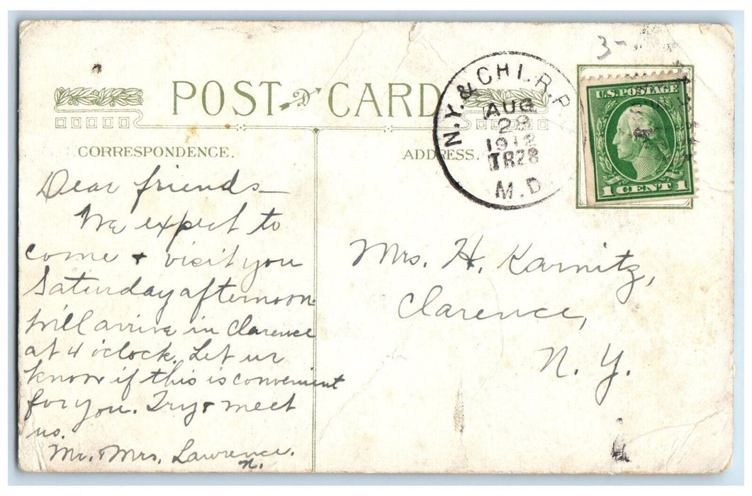 1912 Railway, View of Third St. Looking East Dunkirk NY NY & CHI RPO Postcard