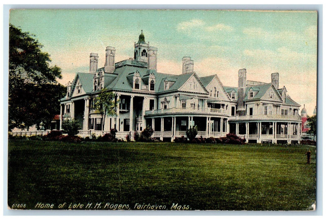 c1910 Home of Late H.H. Rogers Fairhaven Massachusetts MA Antique Postcard
