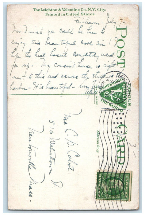 1911 Front View of H.H. Rogers Residence Fairhaven Massachusetts MA Postcard