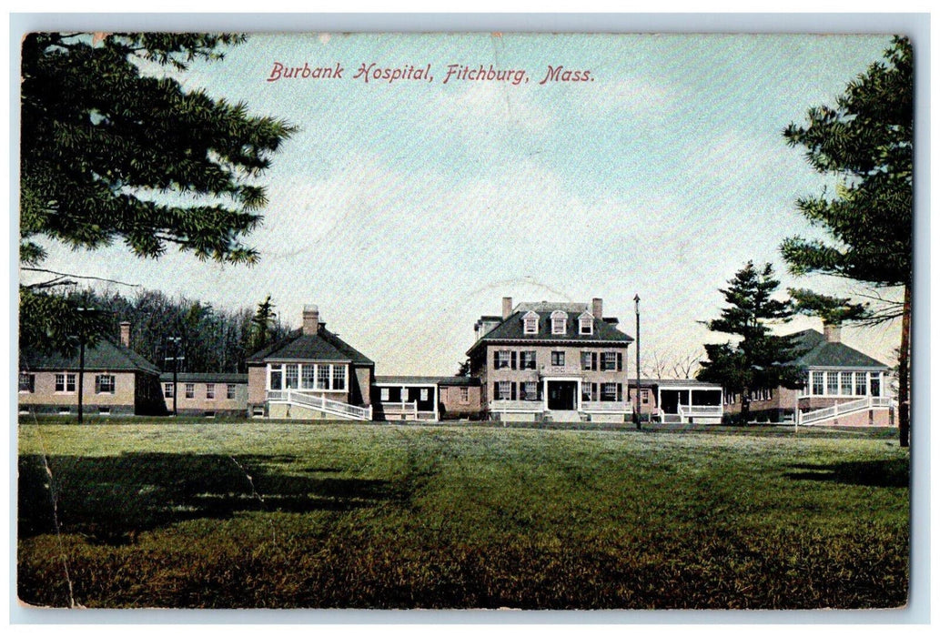 1909 Burbank Hospital Fitchburg Massachusetts MA Lowell MA Posted Postcard