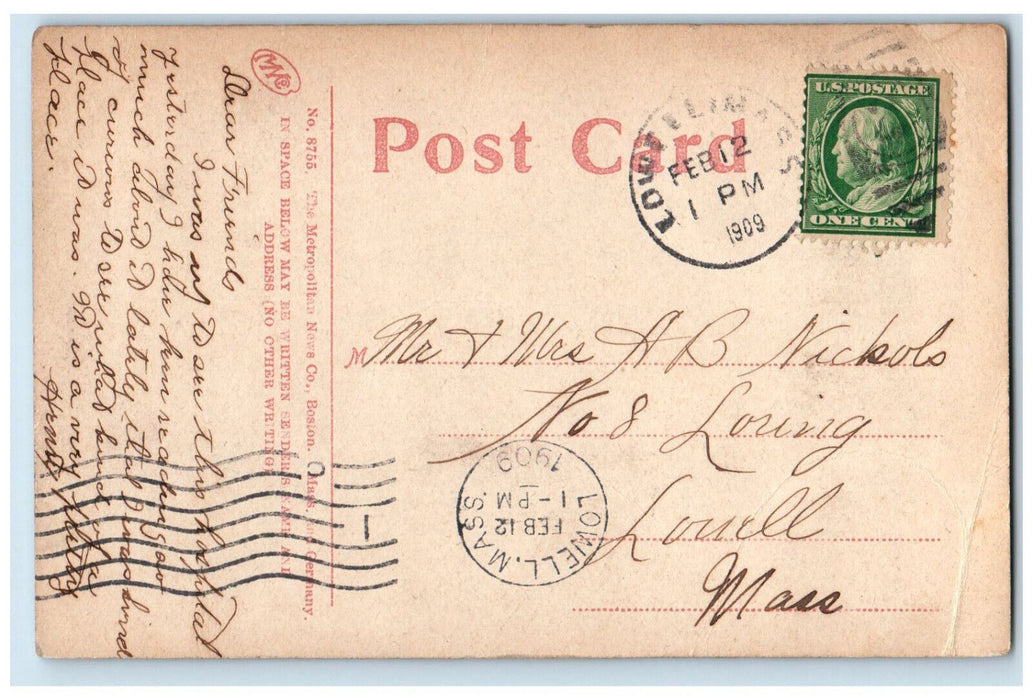 1909 Burbank Hospital Fitchburg Massachusetts MA Lowell MA Posted Postcard