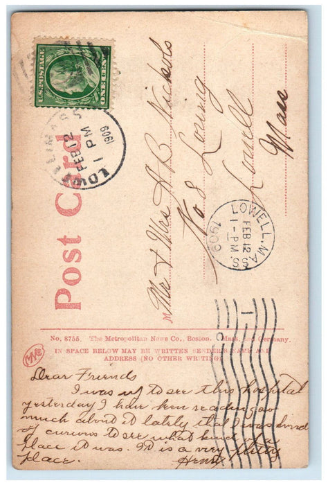1909 Burbank Hospital Fitchburg Massachusetts MA Lowell MA Posted Postcard