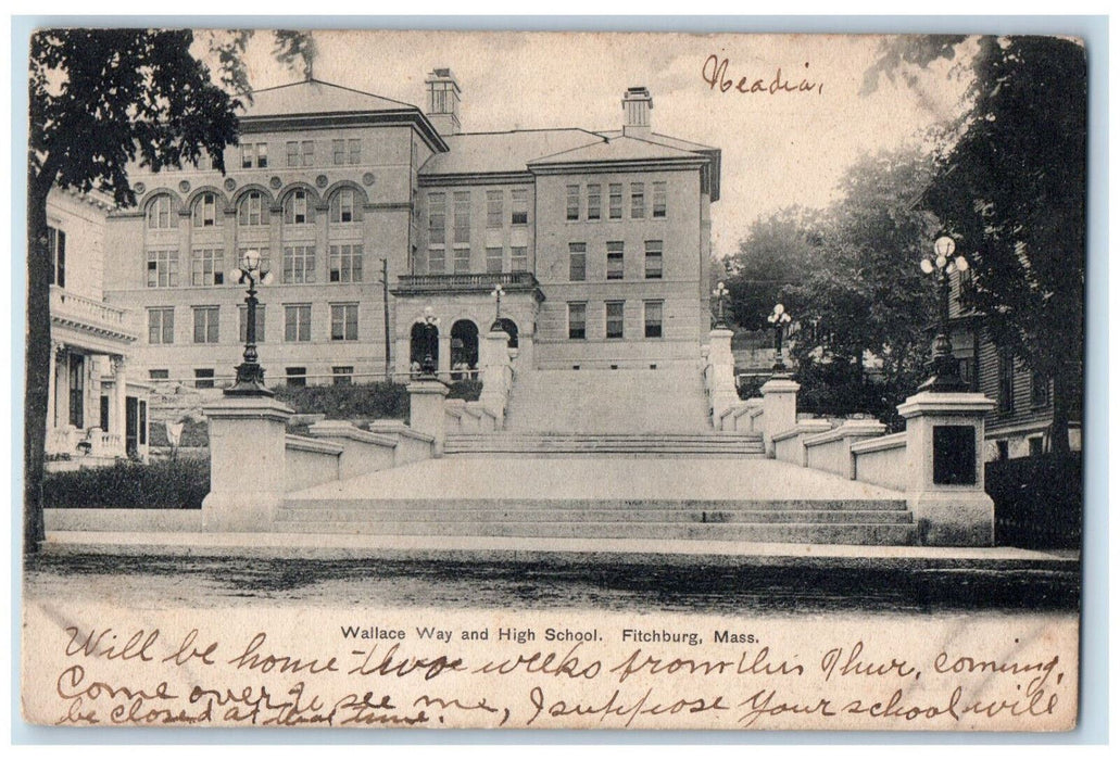 1907 Wallace Way and High School Fitchburg MA Shippensburg PA Postcard