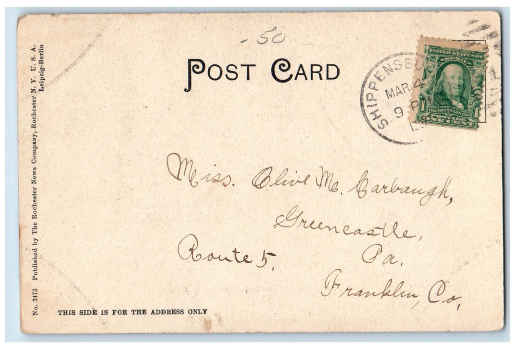1907 Wallace Way and High School Fitchburg MA Shippensburg PA Postcard