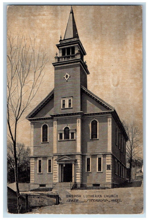 c1910 Swedish Lutheran Church Fitchburg Massachusetts MA Antique Postcard