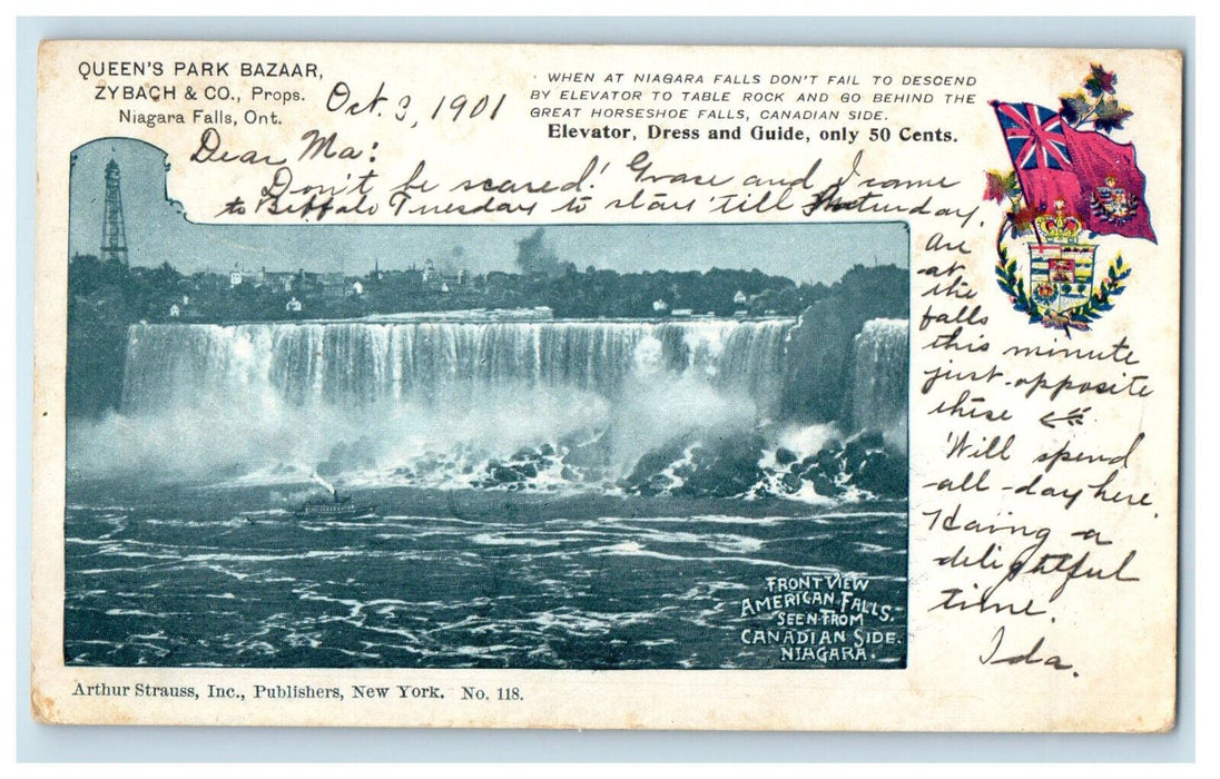 1901 Front View, American Falls, CA Harland VT Queens Park Advertising  Postcard