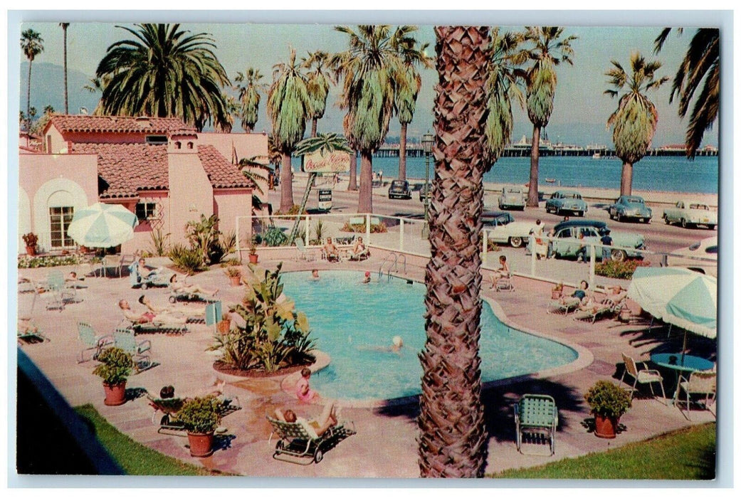 Ocean Palms Motor Lodge Swimming Pool Santa Barbara California CA Postcard