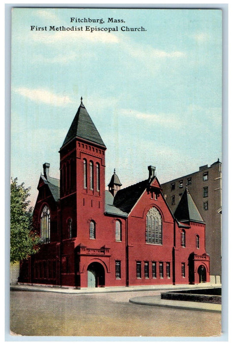 1913 First Methodist Episcopal Church, Fitchburg Massachusetts MA Postcard