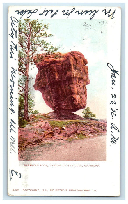 1902 Balanced Rock, Garden of the Gods, Colorado Lebanon PMC Posted Postcard