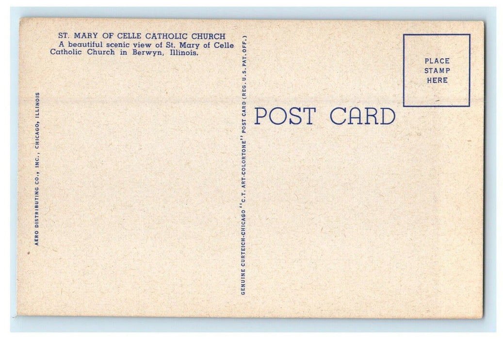 St. Mary Of Celle Catholic Church Scenic View Berwyn Illinois IL Postcard