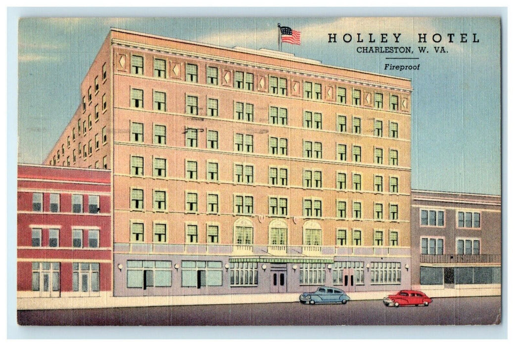 1949 Holly Hotel Fireproof Building Charlestown West Virginia WV Postcard