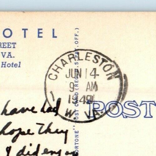 1949 Holly Hotel Fireproof Building Charlestown West Virginia WV Postcard