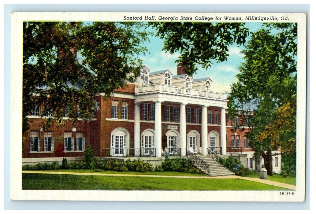 Georgia State College For Women Sanford Hall Milledgeville Georgia GA Postcard