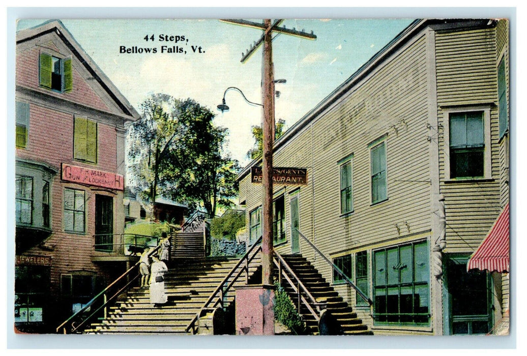 1912 44 Steps, Bellows Falls Vermont VT Antique Posted Postcard