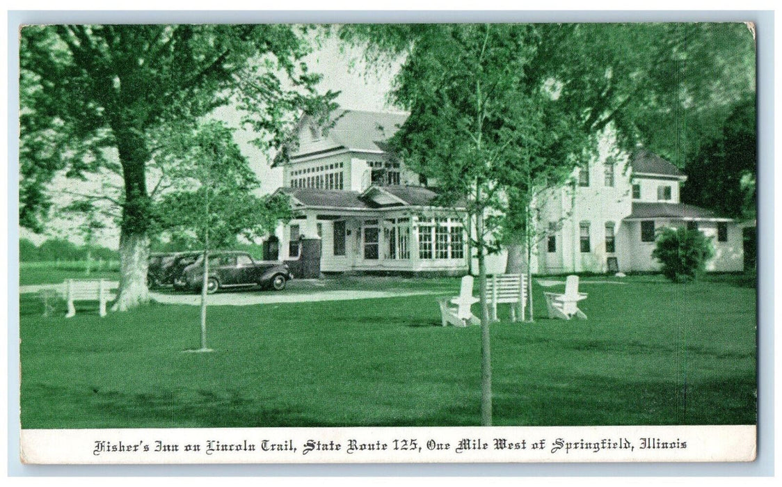 1939 Fisher's Inn on Lincoln Trail State Route 125 Springfield IL Postcard