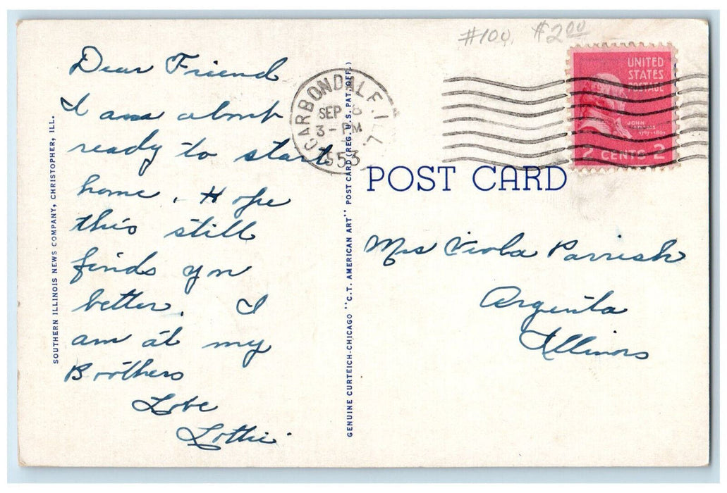 1953 Allyn Hall Training School Southern Illinois University, IL Postcard