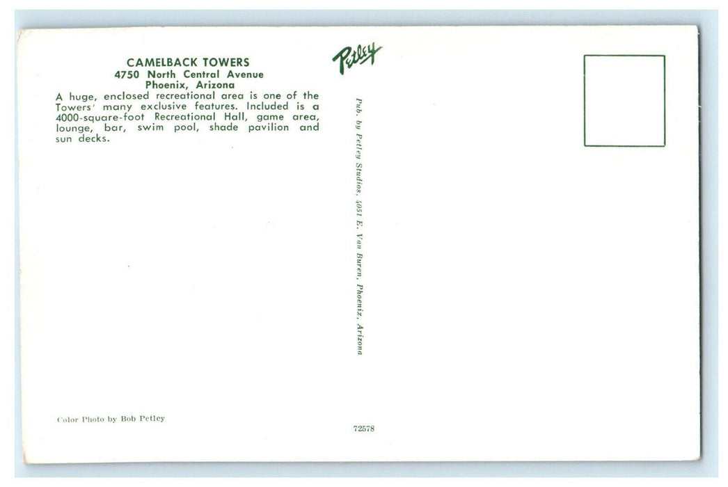 1960 Camelback Towers, 4750 North Central Avenue, Phoenix Arizona AZ Postcard