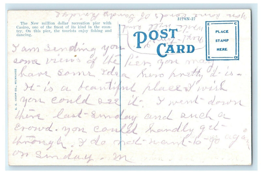 View Of Municipal Pier Cars St. Petersburg Florida FL The Sunshine City Postcard
