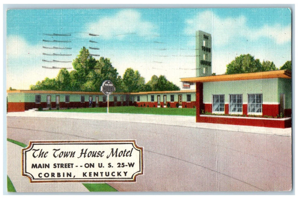 c1950s The Town House Motel, Main Street, Corbin Kentucky KY Postcard