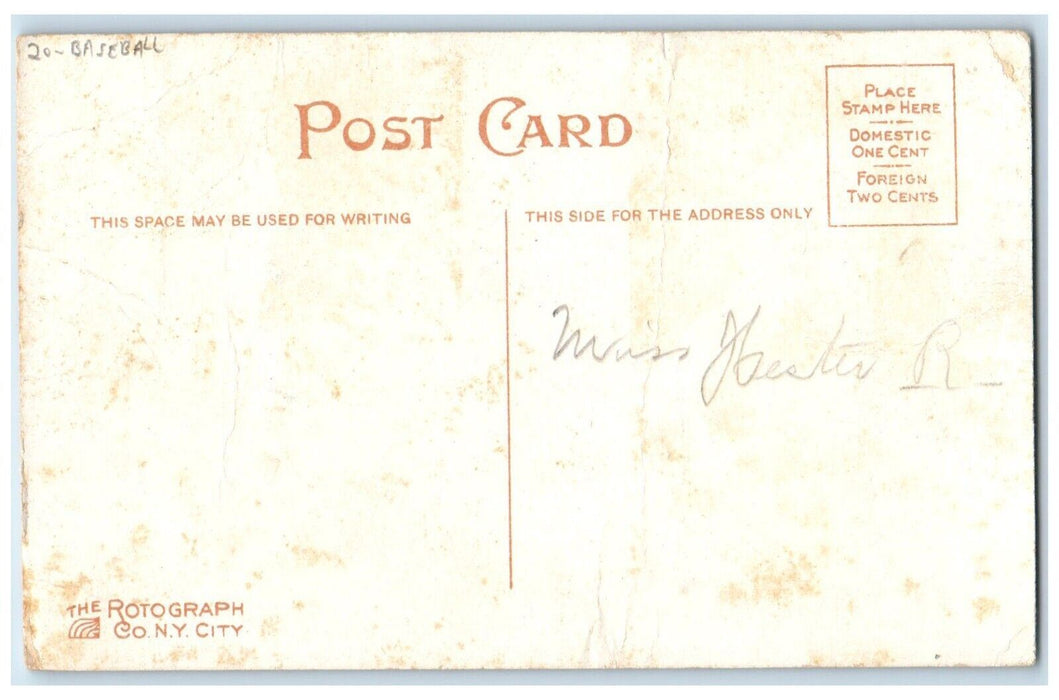 c1910's Childrens Playing Baseball Hit The Hat Humor Funny Rotograph Postcard