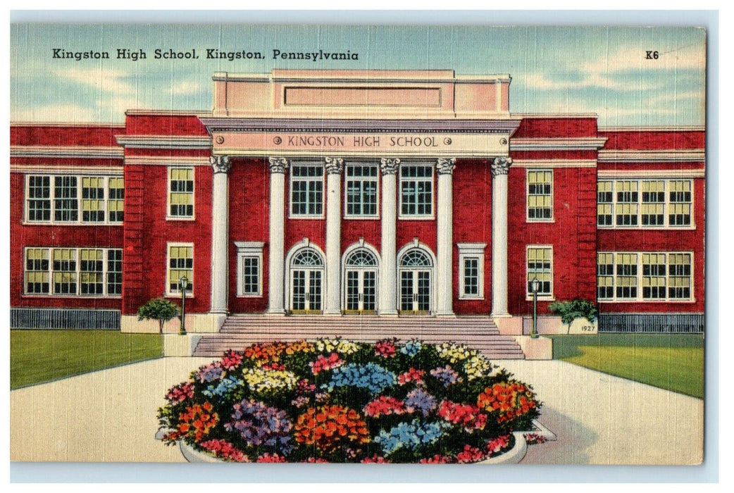 c1940s Kingston High School, Kingston Pennsylvania PA Unposted Postcard