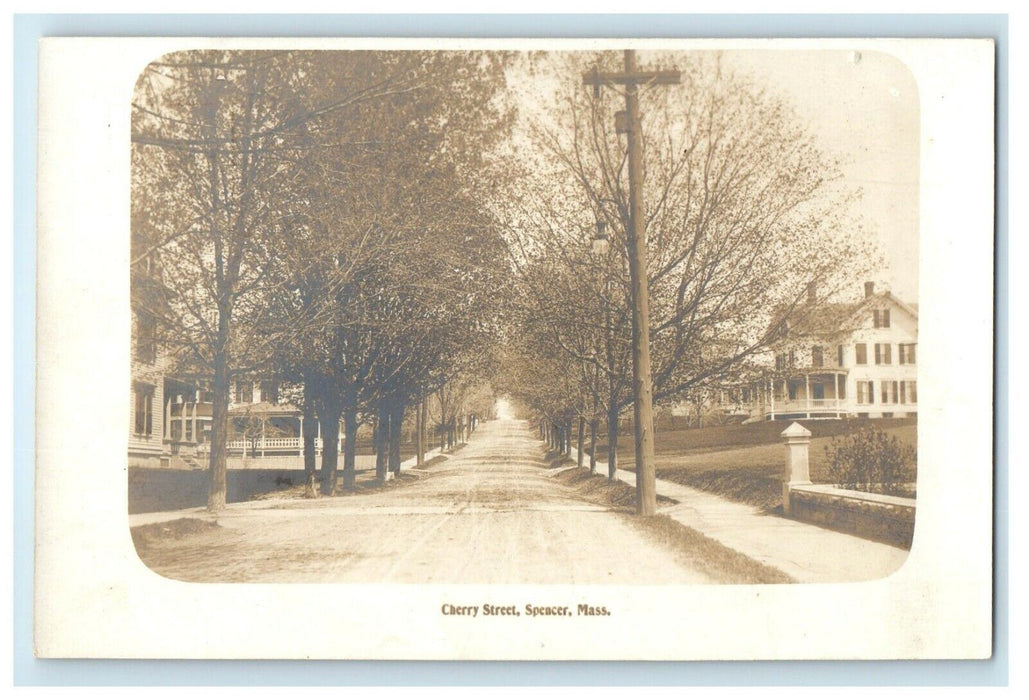 c1910's View Of Cherry Street Spencer Massachusetts MA RPPC Photo Postcard