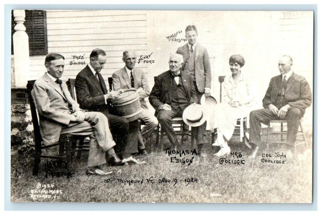 c1950's Thomas Edison Coolidge Firestone Rutland Vermont VT RPPC Photo Postcard