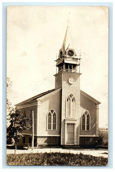 1911 Sandwich Massachusetts MA, Church Tower Clock RPPC Photo Postcard