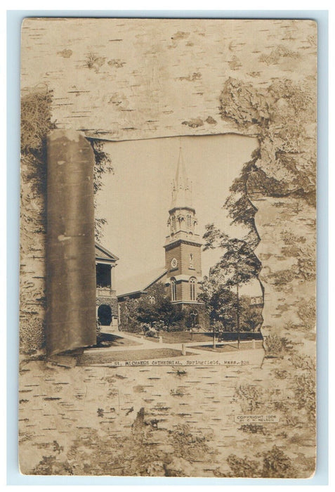 1907 St. Michael Cathedral's Springfield Massachusetts MA RPPC Photo Postcard