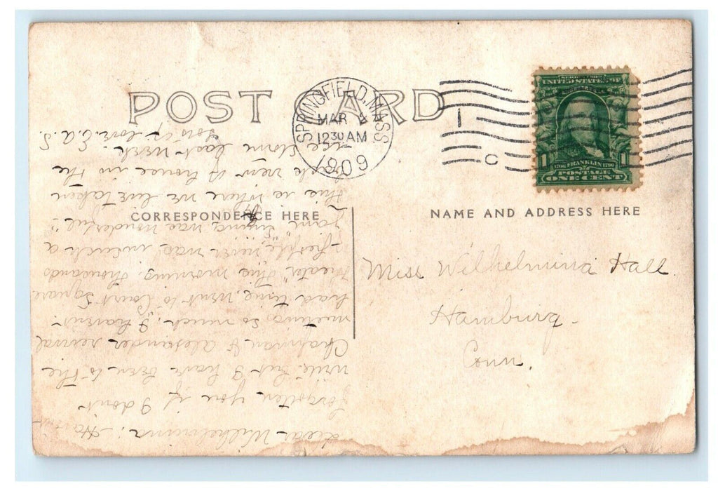 1909 Springfield Massachusetts MA, Ice Storm House Trees RPPC Photo Postcard