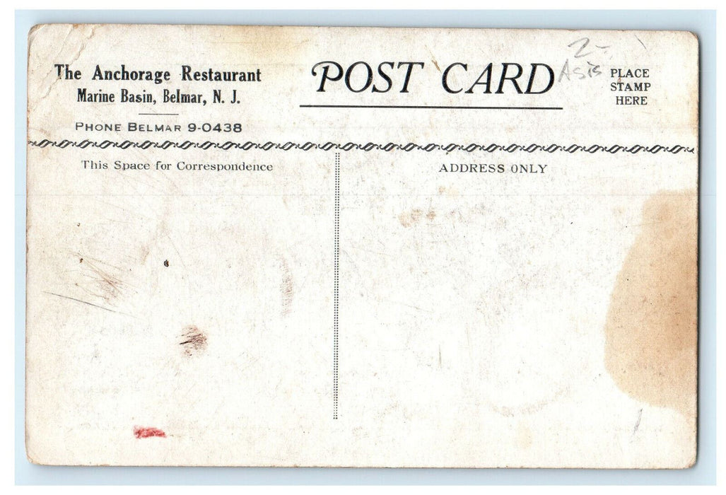 c1940s The Anchorage Restaurant Marine Basin Belmar, New Jersey NJ Postcard