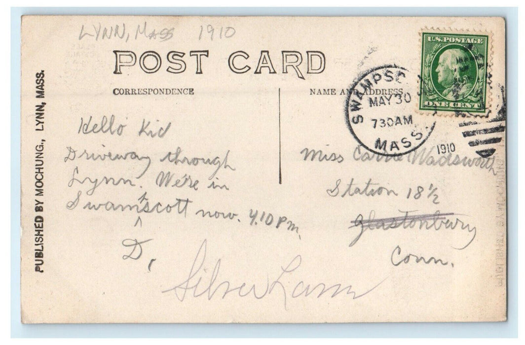 1910 Lynn Massachusetts MA Promenade Street Blvd RPPC Mochung Photo Postcard