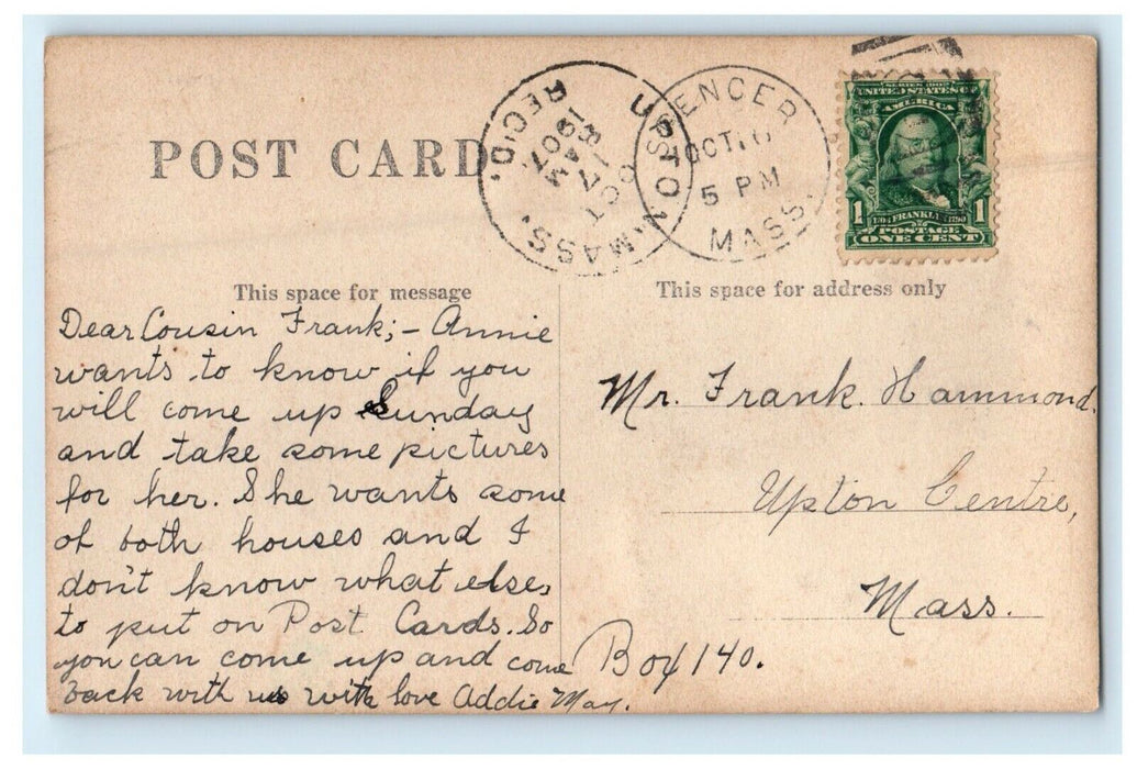 1907 Congregational Church Leicester Massachusetts MA RPPC Photo Postcard