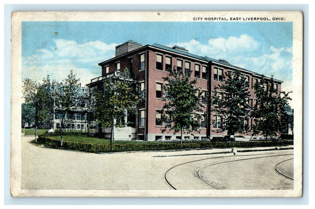 1919 City Hospital Building Street View East Liverpool Ohio OH Antique Postcard