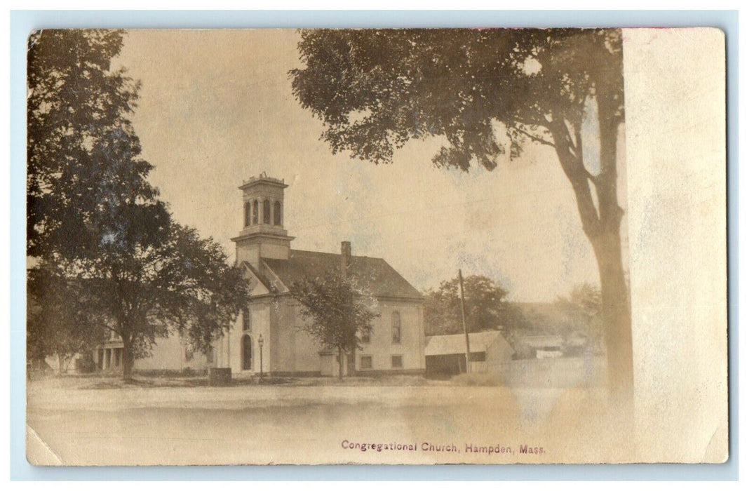 c1905 Congregational Church Hampden Massachusetts MA RPPC Photo Postcard