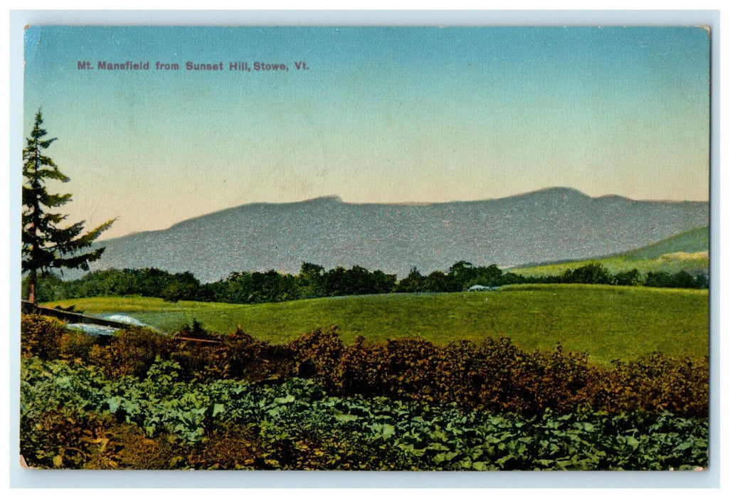 1914 Mount Mansfield from Sunset Hill, Stowe, Vermont VT Posted Antique Postcard