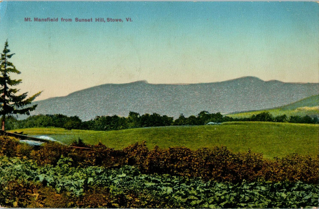 1914 Mount Mansfield from Sunset Hill, Stowe, Vermont VT Posted Antique Postcard