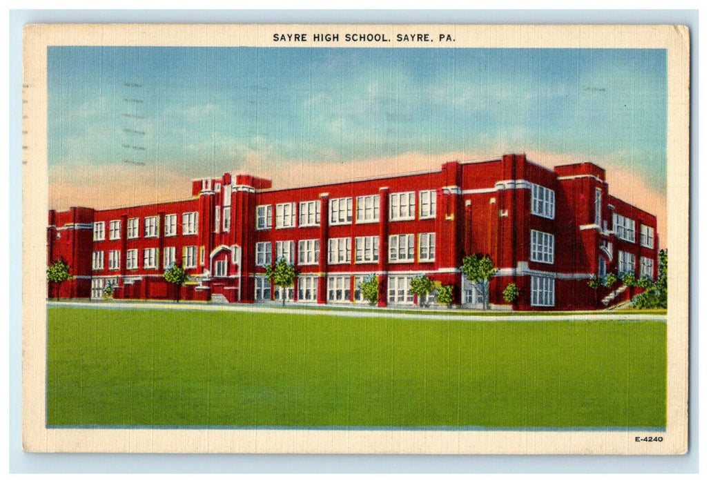 1942 Sayre High School Sayre, Pennsylvania PA Posted Vintage Postcard